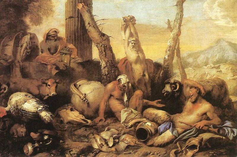CASTIGLIONE, Giovanni Benedetto Fable of Diogenes Sweden oil painting art